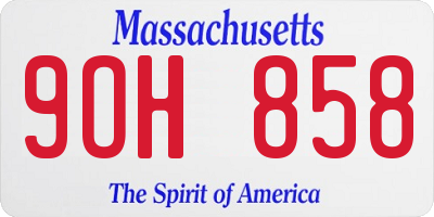 MA license plate 9OH858