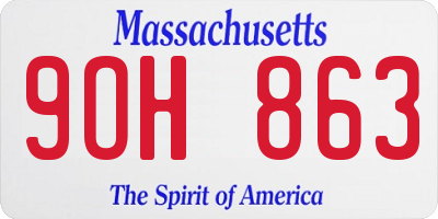 MA license plate 9OH863