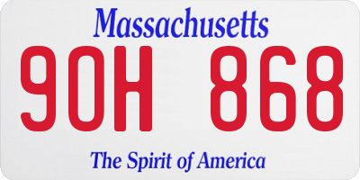 MA license plate 9OH868