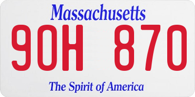 MA license plate 9OH870