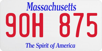 MA license plate 9OH875