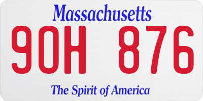 MA license plate 9OH876