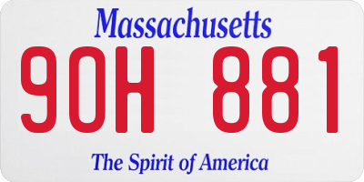 MA license plate 9OH881