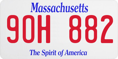 MA license plate 9OH882