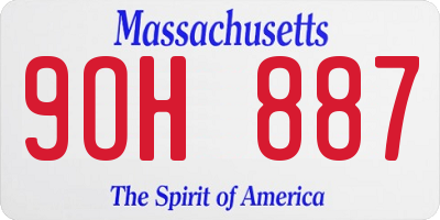 MA license plate 9OH887