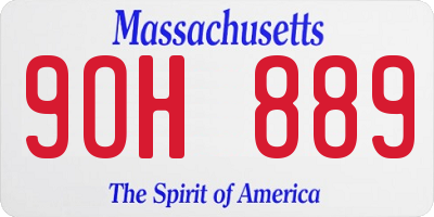 MA license plate 9OH889