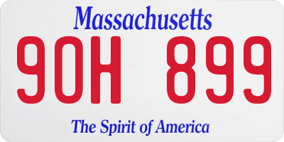 MA license plate 9OH899