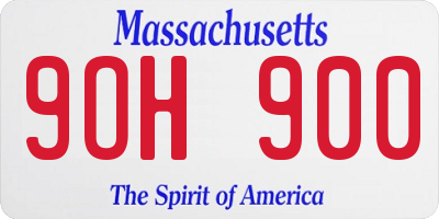 MA license plate 9OH900