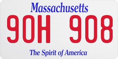 MA license plate 9OH908