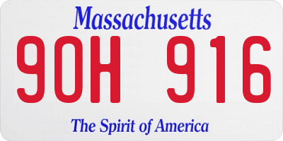 MA license plate 9OH916