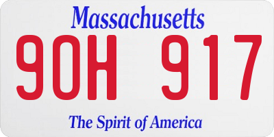 MA license plate 9OH917