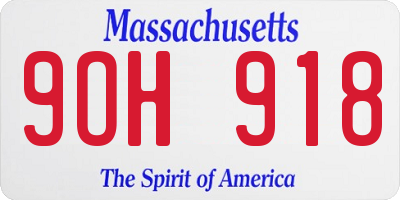 MA license plate 9OH918