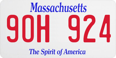 MA license plate 9OH924
