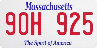 MA license plate 9OH925