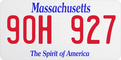 MA license plate 9OH927