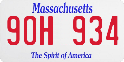 MA license plate 9OH934