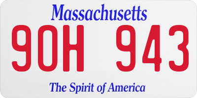 MA license plate 9OH943