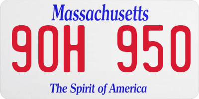 MA license plate 9OH950