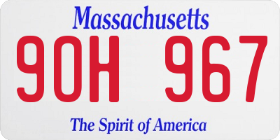 MA license plate 9OH967