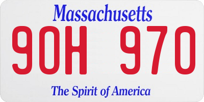 MA license plate 9OH970