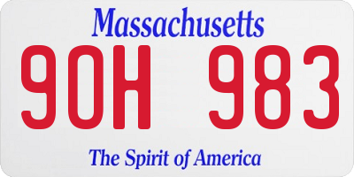 MA license plate 9OH983
