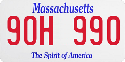 MA license plate 9OH990