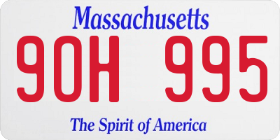 MA license plate 9OH995