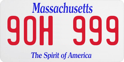 MA license plate 9OH999