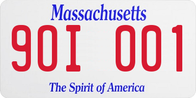 MA license plate 9OI001