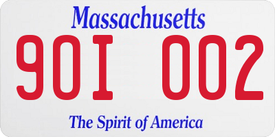 MA license plate 9OI002