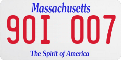 MA license plate 9OI007