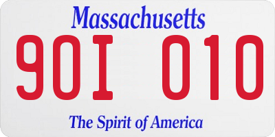 MA license plate 9OI010