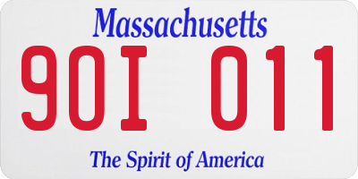 MA license plate 9OI011