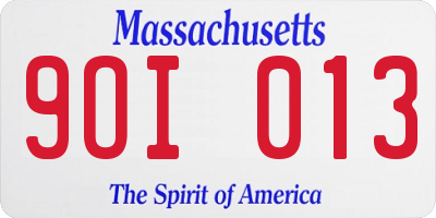 MA license plate 9OI013