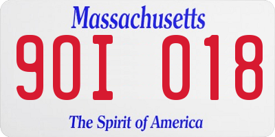 MA license plate 9OI018