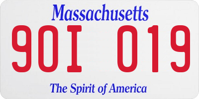 MA license plate 9OI019