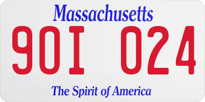 MA license plate 9OI024