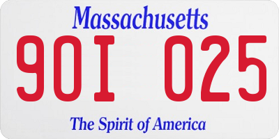 MA license plate 9OI025