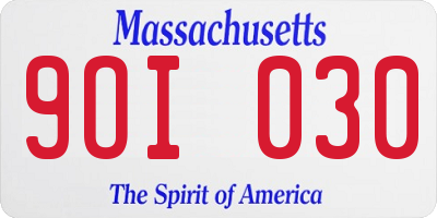 MA license plate 9OI030