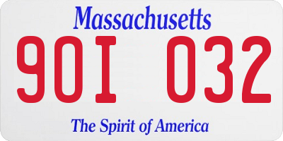 MA license plate 9OI032