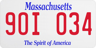 MA license plate 9OI034