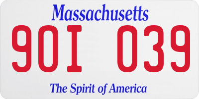 MA license plate 9OI039