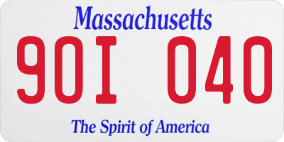 MA license plate 9OI040