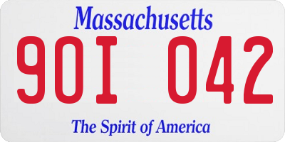 MA license plate 9OI042