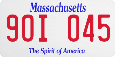 MA license plate 9OI045