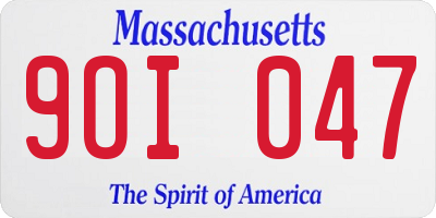 MA license plate 9OI047