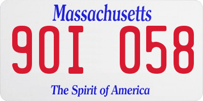 MA license plate 9OI058