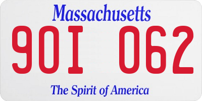 MA license plate 9OI062
