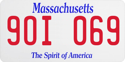 MA license plate 9OI069