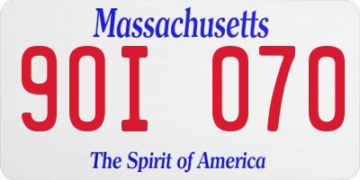 MA license plate 9OI070